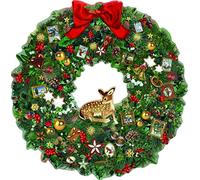 Festive Wildlife Wreath Cut out Advent Calendar Design by Barbara Behr 29.7 cm across Glitter / Hole for hanging