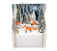 Festive Winter Woodland Foxes 3D Pop Up Christmas Greeting Card by Alljoy Cards XPOP020