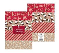 Festive Wonderland Christmas Kraft Wrapping Paper - Assorted Designs - 70x50cm - 8 Large Sheets