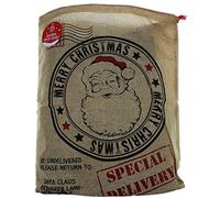 Festive Wonderland Hessian Santa Sack, Brown/Red, 60 x 50cm