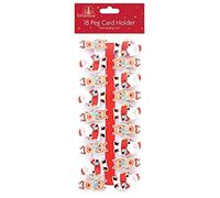 Festive Wonderland Pack Of 18 Novelty Christmas Card Holder Pegs With Red Ribbon - Santa & Rudolph