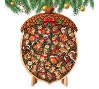 Festive Wooden Jigsaw Puzzles with Stand for Holiday Season Decor | Charming Christmas Ornament and Desktop Display Piece for Family Gatherings