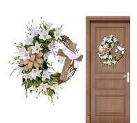 Festive Wreath Decor, Handmade Lily Garland, 15.75 Inches Cross Design with Floral Accent, Authentic Door Decoration, Wreath with Elegant Style, Home Wall for Family and Friends