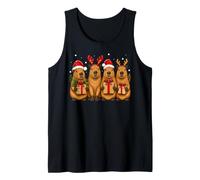 Festive Xmas Fun Reindeer Santa Hat Capybaras Christmas Tank Top