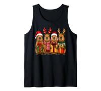 Festive Xmas Fun Reindeer Santa Hat Capybaras Christmas Tank Top