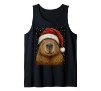 Festive Xmas Fun Santa Capybara Christmas Tank Top
