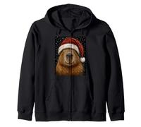 Festive Xmas Fun Santa Capybara Christmas Zip Hoodie