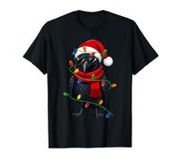 Festive Xmas Lights Santa Hat Crow Raven Bird Christmas Value Graphic T-Shirt