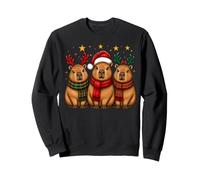 Festive Xmas Reindeer Santa Hat Capybaras Christmas Sweatshirt