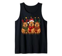 Festive Xmas Reindeer Santa Hat Capybaras Christmas Tank Top