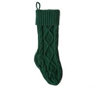 Festive Xmas Stocking Rustic Farmhouse Style Christmas Tree Ornament Candy Bag Holder 46cm Height(Green)