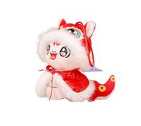 Festive Zodiac Doll Cute Cloak Toy Holiday Decoration Year of the Mascot Character for Children and Adults (White, 20cm)