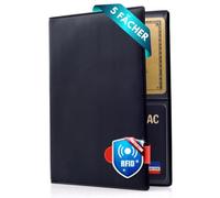 Festland DESIGN® Vehicle Registration Document Cover Folder for Registration Certificate Driving Licence with RFID Protection Ultra Slim Card Holder Car Note Case Car Accessories Black with 5