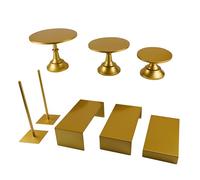 FESTLOVE Set of 8 Gold Cake Stands Donut Holder Round Metal Dessert Display Risers Cupcake Stand Serving Platter for Weddings Birthday Baby Showers Anniversary Party