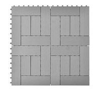 Festnight 11 Pcs WPC Tiles Decking Tiles for Garden Patio Balcony Bathroom - Grey, 30x30cm 1 m²