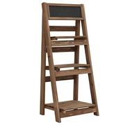 Festnight 3-Tier Plant Stand with Blackboard, Plant Box, Raised Garden Bed Storage with 3 Shelves 40x30x90 cm Solid Fir Wood