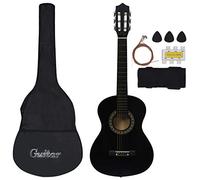 Festnight 8 Piece Classical Guitar Beginner Set Black 1/2 34", Kids Guitar and Acoustic Guitar Starter Kit