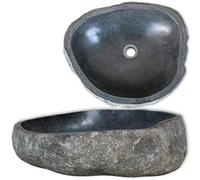 Festnight Basin River Washing Bowl Sink Stone Oval 30-37 cm, Natural Stone Basin for Bathroom or Washroom