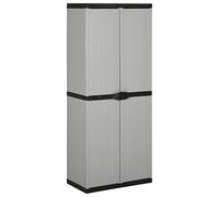 Festnight Garden Storage Cabinet with 3 Shelves, Tall Garden Storage, Outdoor Storage Cupboard, Grey&Black 68x40x168 cm