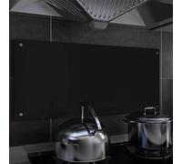 Festnight Kitchen Backsplash Wall Backsplash for Kitchen/Cooker Hood Black 90x40 cm Tempered Glass