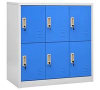 Festnight Locker Cabinet, Office Storage, Lockable Office File Cabinet, Storage Cupboard Steel, Light Grey and Blue 90x45x92.5 cm