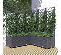 Festnight Planters Outdoor, Large Plant Pots Outdoor, Garden Planter with Trellis Dark Grey 120x120x136 cm PP