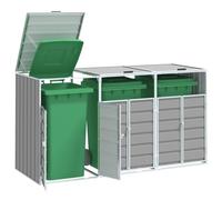 Festnight Triple Wheelie Bin Storage, Bin Storage for Wheelie Bins, Wheelie Bin Storage, Bin Shed, Wheelie Bin Hideaways for 3 Bins Steel Grey 216x81x115 cm