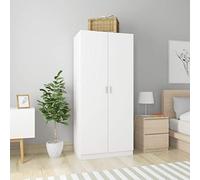Festnight Wardrobe, With 2 Doors, 1 Large Compartment with a Hanging Rod, White 80x52x180 cm Chipboard