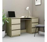 Festnight Writing Desk Study Desk Computer Table Office Desk Workstation, 6 Drawers Storage Sonoma Oak 140x50x77 cm Chipboard
