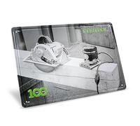Festool 100 Years Retro Tin Sign - Limited Edition Anniversary | Embossed metal wall sign with vintage tool photo, green Festool branding, and 1925-2025 centenary logo