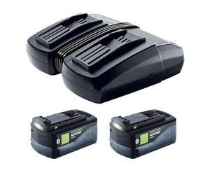 Festool 18V 5.0Ah AIRSTREAM Battery Twin Pack with TCL 6 DUO Rapid Charger 230V