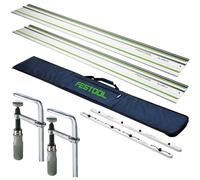 Festool 2 x FS 1400/2 1400mm Guide Rail With Connector Clamp & Guide Rail Bag