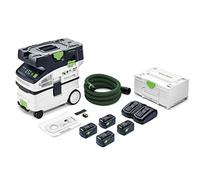 Festool Battery extractor CTLC MIDI I-Plus CLEANTEC (with main filter, SELFCLEAN filter bag, suction hose smooth Ø 27/32 x 3.5 m, piston remote control, energy set SYS 18V 4x5.0/TCL 6 DUO)