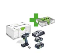 Festool Battery Impact Wrench TID 18 HPC 4.0 I-Plus Organizer Edition (with Battery Packs BP 18 Li 4.0, Quick Charger, Belt Clip, Systainer³ Organiser), in Systainer