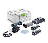 Festool Cordless Random Orbital Sander ETSC 125 3.0 I-Plus (with Battery Packs BP 18 Li 3.0, Quick Charger, Sanding Disc, Protector, Longlife Dust Catcher Bag), in Systainer