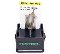 Festool Cutters HS SPI D20/25 | Spiral groove upcut cutter in HS steel - D 20 mm, NL 25 mm, GL 57 mm, 8 mm shank - part no. 490951