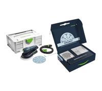 Festool ETS EC 150/3 EQ-Plus Random Orbital Sander with Garnet Sanding Set | Brushless EC motor, 3 mm grinding stroke for finish, 150 mm sanding plate, plug-it cable, in systainer SYS3 M 187