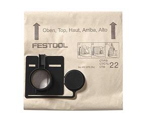 Festool FIS-CT/CTL/CTM 22/5 Filter Bag | Genuine OEM replacement bags for CT 22, CTL 22 & CTM 22 dust extractors - sealed collar for dust-free removal