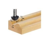 Festool Flute Cutter HW S8 R6.35 - Core Box Router Bit, 8 mm Shank | 12.7 mm cutting diameter, 6.35 mm radius, 10 mm cut length, 40 mm overall length - tungsten carbide tipped