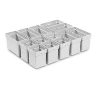 Festool Insert Boxes Set for Sortainer & Systainer³ Combi Drawers | 13-piece set with 6x small (50x50x68 mm) and 7x large (50x100x68 mm) modular storage boxes in light grey