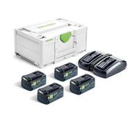 Festool Battery Energy Set SYS 18V 4 x HP5,0 High Power Batteries + TC
