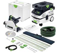 Festool TS 55 FEBQ-Plus Plunge Saw 230V With Guide Rail Set & Dust Extractor