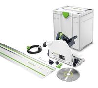Festool TS 75 EBQ-Plus-FS Plunge Saw (with Circular Saw Blade Wood Universal, Kickback Stop, Splinter Protection, Allen Key, Guide Rail) in Systainer