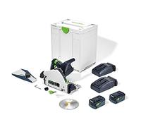 Festool TSC 55 5.2 KEBI-Plus/XL Cordless Plunge Saw (with BP 18 Li 5.2 Battery Packs, Quick Chargers, Circular Saw Blade, Shatter Protection, Viewing Window, Dust Catcher Bag, Allen Key), in Systainer