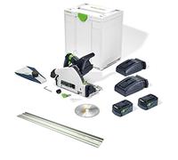 Festool TSC 55 5.2 KEBI-Plus/XL-FS Cordless Plunge Saw (with Battery Packs, Quick Chargers, Circular Saw Blade, Shatter Protection, Dust Catcher Bag, Allen Key, Systainer, Guide Rail) in Systainer