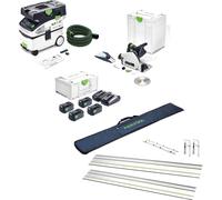 Festool TSC 55 Cordless Plunge Saw and M Class Extractor Kit 4 x 5ah Li-ion Battery Charger Case