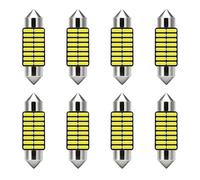 Festoon LED Car Bulb 8 Pack 36 MM, LED Dome Reading Bulbs, Car Interior Light Replacement for License Plate Map Dome Trunk Door Courtesy Footwell Light, No Polarity 12V 4W 16SMD 4014 LED (White)