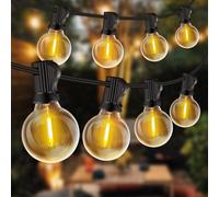 Festoon Lights Outdoor, 100FT/30M Waterproof Garden Lights Outdoor String Lights with 50+3 Shatterproof LED Plastic Bulbs, outdoor lights Mains Powered for Patio, Wedding, Backyard, Party, Terraceen