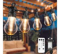 Festoon Lights Outdoor, 17M/55.77FT Connectable Outdoor String lights Mains Powered with Edsion Shatterproof Bulbs, Remote &8 Modes Waterproof Garden String Lights for Indoor Outside Patio Party Décor