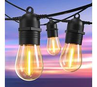 Festoon Lights Outdoor, GlobaLink 53FT/16M S14 Outdoor Garden LED String Lights, IP65 Waterproof Outdoor String Lights Main Powered 2700K 15+1(Spare) Bulbs for Outside Patio Terrace Yard Wedding Party